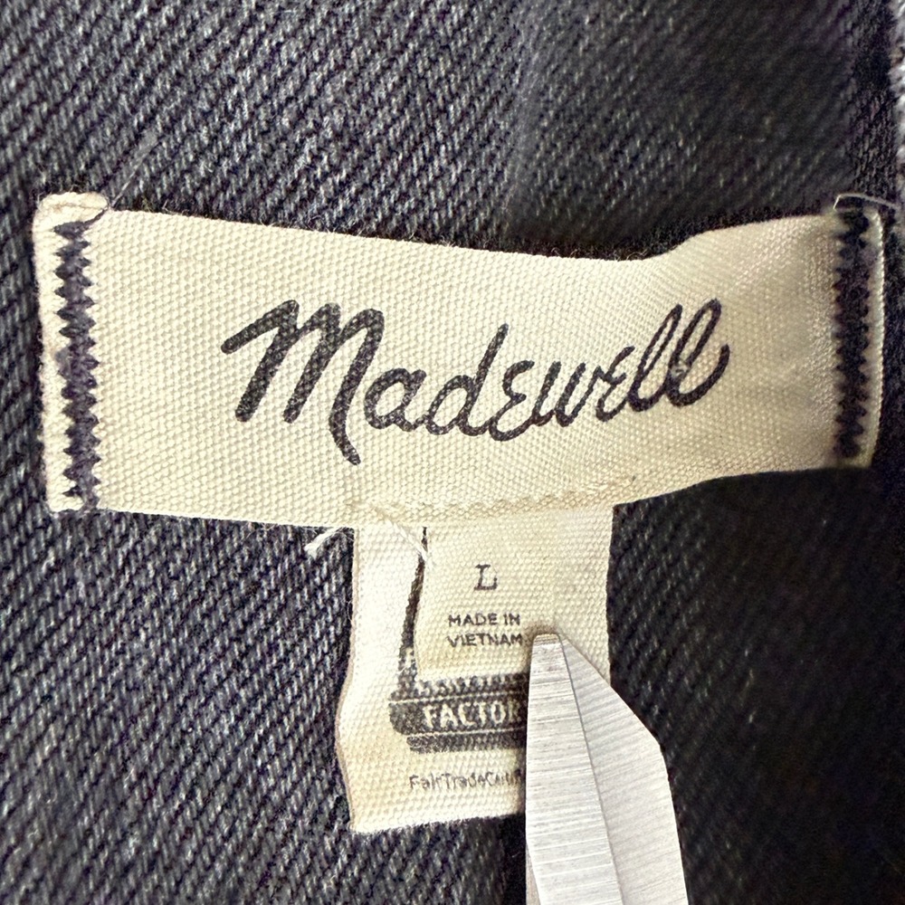 Madewell Carpenter Overalls Double Knee Utility Bib Women L Faded Black Denim - Picture 6 of 6